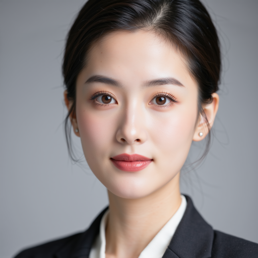 三十岁左右女性职场人士头像，穿职业套装，背景简洁